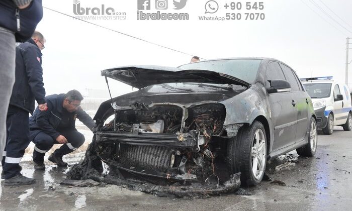 Karaman'da otomobil alev alev yandı!