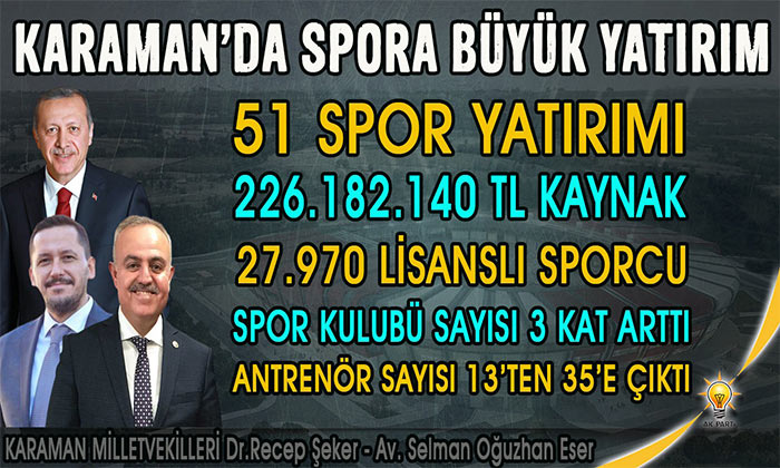 Recep Şeker ve Selman Eser “AK Parti İktidarında Karaman’a 51 spor yatırımı”