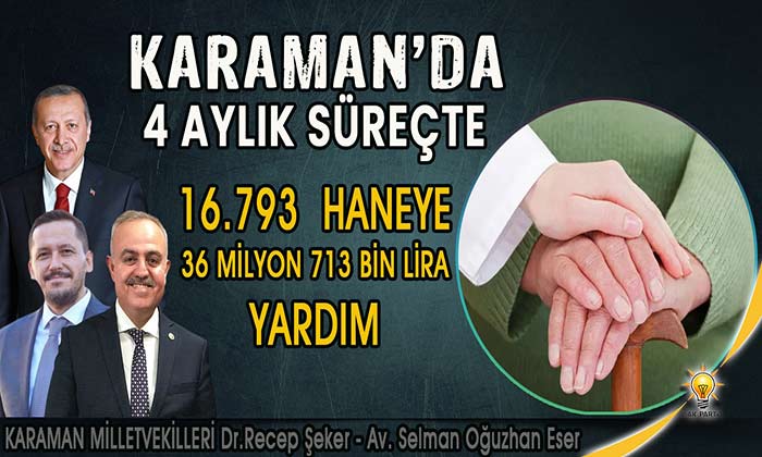 Karaman’da 36 Milyon 713 bin lira yardım