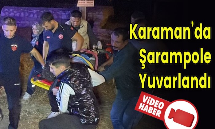 Karaman’da Şarampole Yuvarlandı