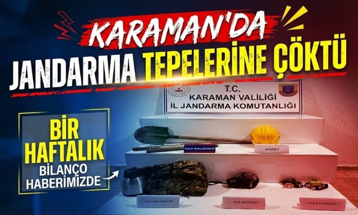 Karaman’da Jandarma Tepelerine Çöktü