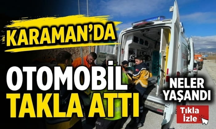 Karaman’da Şarampole Takla Attı