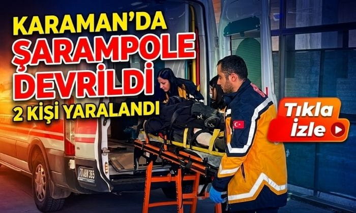 Karaman’da Şarampole Devrildi