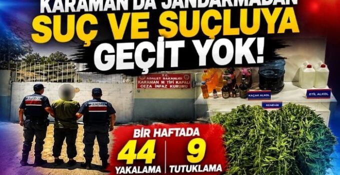 Karaman’da Jandarma 44 kişiyi Yakaladı